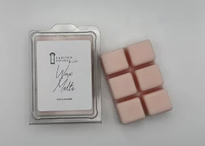 Rose & Rhubarb Wax Melts, in and out of pack
